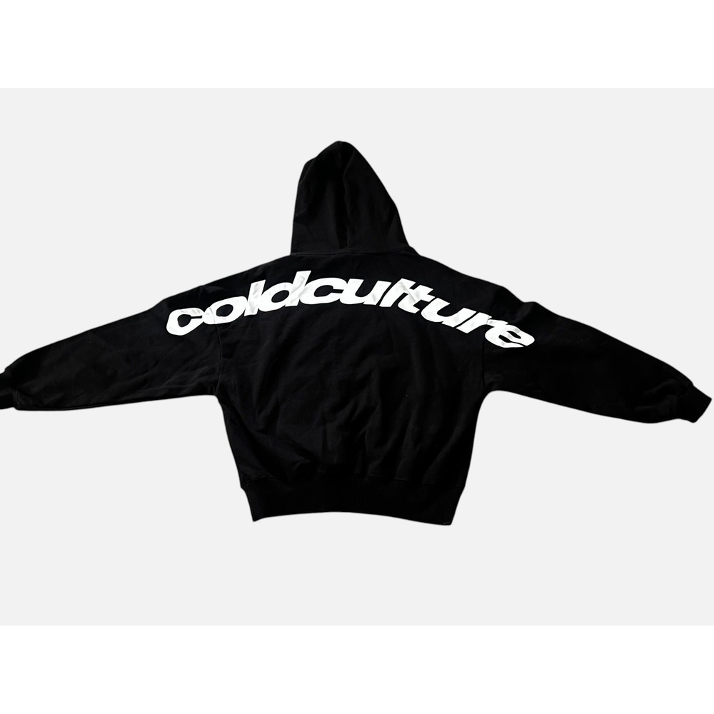 Cold Culture Curved Hoodie Black Size L NWT Oversized Logo Streetwear
